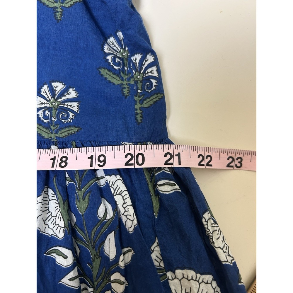 Anthropologie Ro's Garden X-Large Blue Floral Block Print Dress Light Cotton - Picture 9 of 10